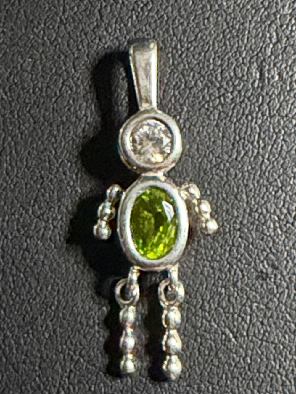 Vintage Stamped 925 boy charm CZ and Peridot  Charm Pendant Only